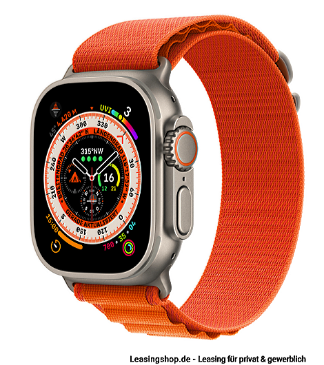 Apple Watch Ultra leasen, neues Design im Titangehäuse 49mm, Alpine Loop Orange